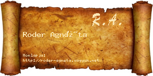 Roder Agnéta névjegykártya